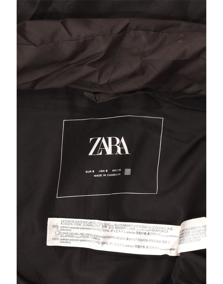 Zara Womens Hooded Sleeveless Padded Coat UK 14 Medium Black Polyester
