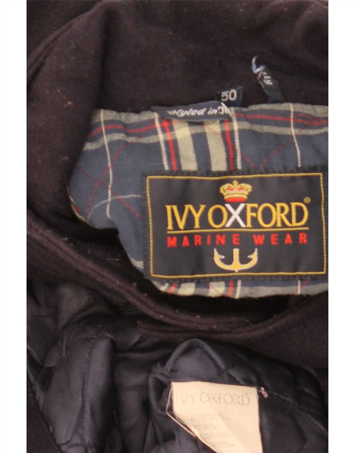 Ivy Oxford Mens Overcoat IT 50 Large Navy Blue Wool