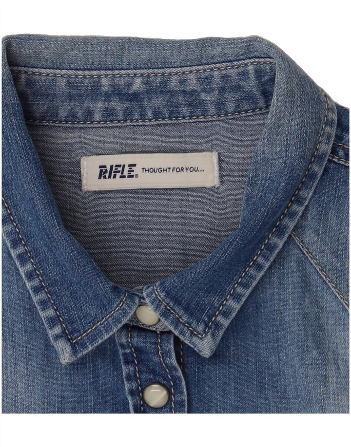 RIFLE Womens Denim Shirt UK 12 Medium Blue Vintage Rifle and Second-Hand Rifle from Messina Hembry 