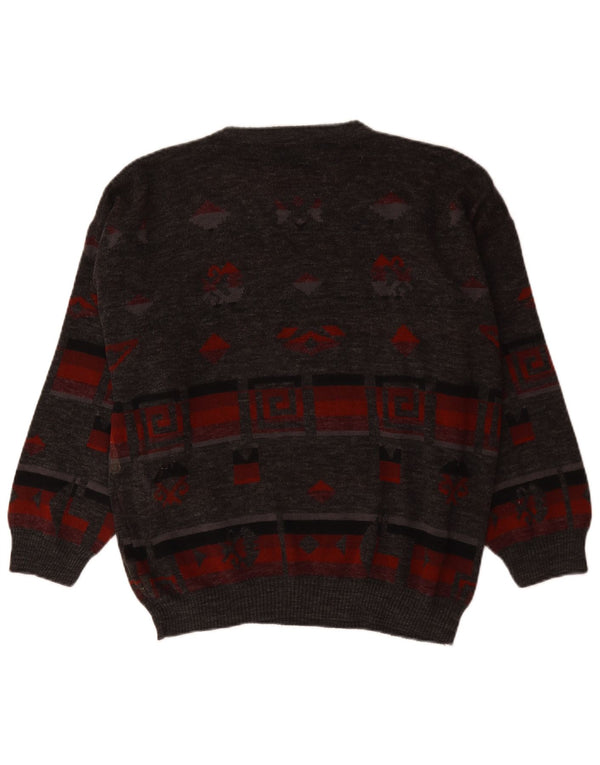 Mark Adam Damen-Pullover mit U-Boot-Ausschnitt IT 52/54 2XL Grau Geometrisch