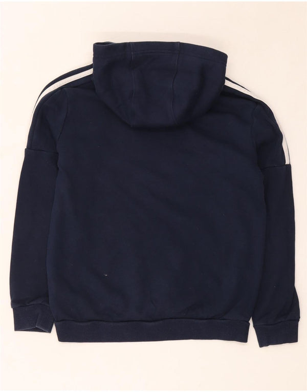 Adidas Boys Graphic Hoodie Jumper 11-12 Years Navy Blue Cotton