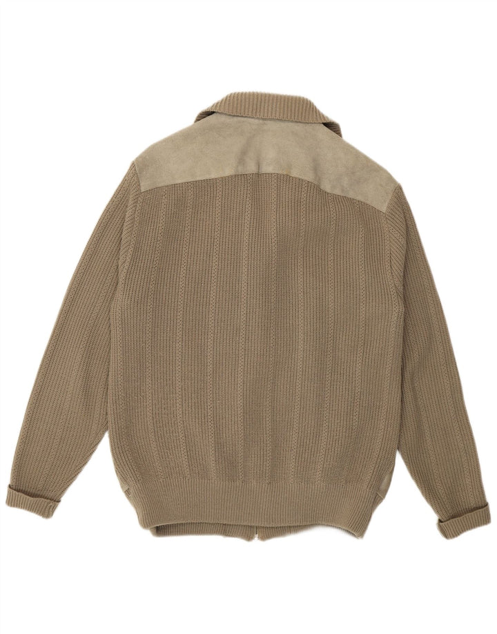 VINTAGE Mens Suede Jacket IT 56/48 XL Beige Leather