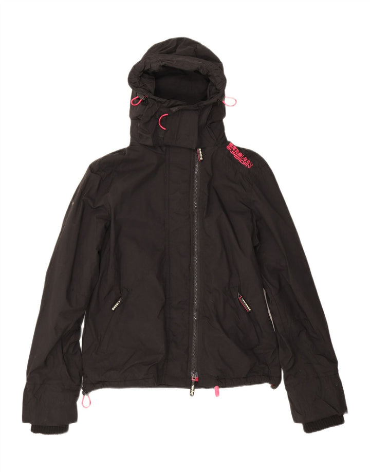 Superdry Womens Graphic Windbreaker Jacket UK 14 Medium Black