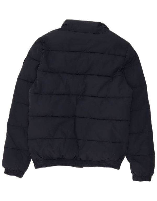 Superdry Damen Übergroße wattierte Jacke UK 10 Small Marineblau Polyester