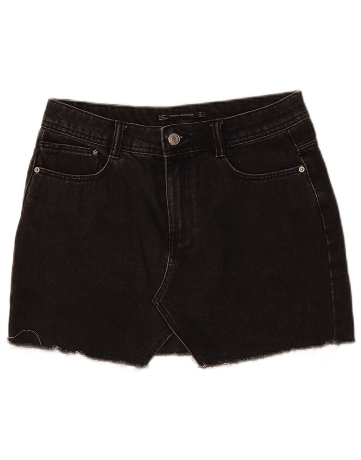 ZARA Womens Denim Skirt Small W27  Black Cotton