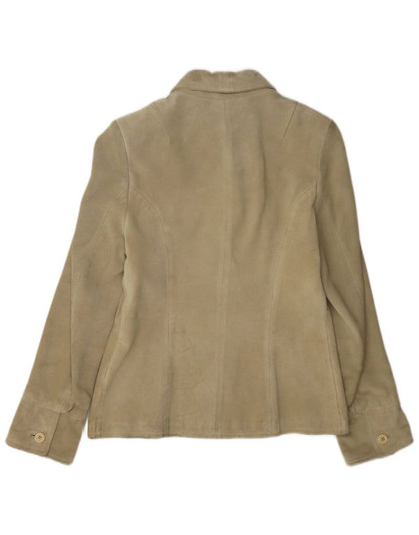 Conbipel Womens Natural Wear Overshirt Suede Shirt UK 10 Small Khaki