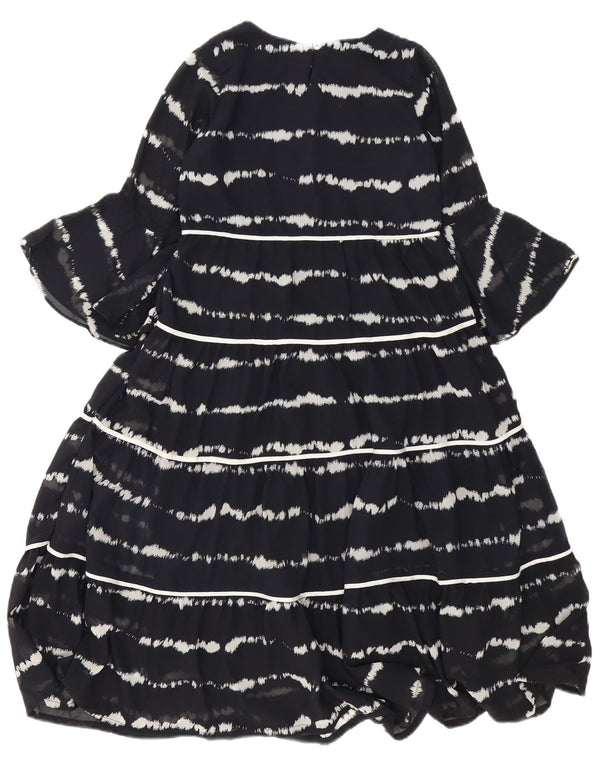 Polka Dots Womens 3/4 Sleeve Tiered Dress EU 34 XS Navy Blue Striped