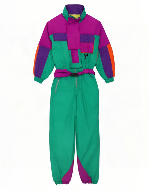 Combinaison de ski femme vintage IT 48 XL Multicolore Colourblock Polyamide