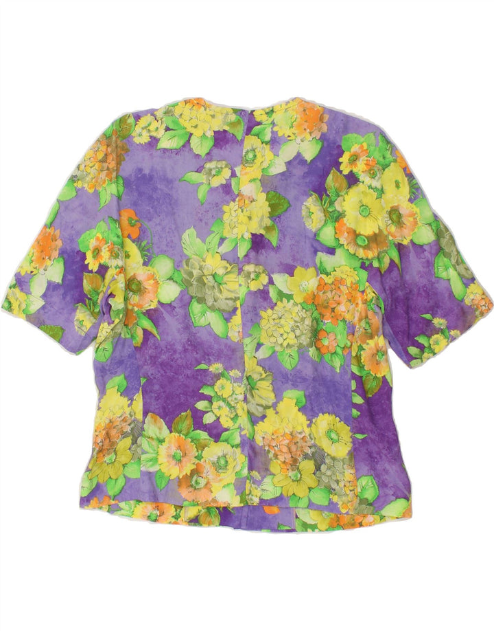 CAROLINE ROHMER Womens 5 Button Blazer Jacket UK 14 Medium Purple Floral Vintage Caroline Rohmer and Second-Hand Caroline Rohmer from Messina Hembry 