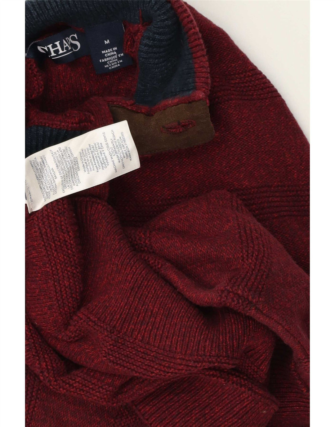 Chaps Pull col boutonné pour homme en coton rayé bordeaux moyen