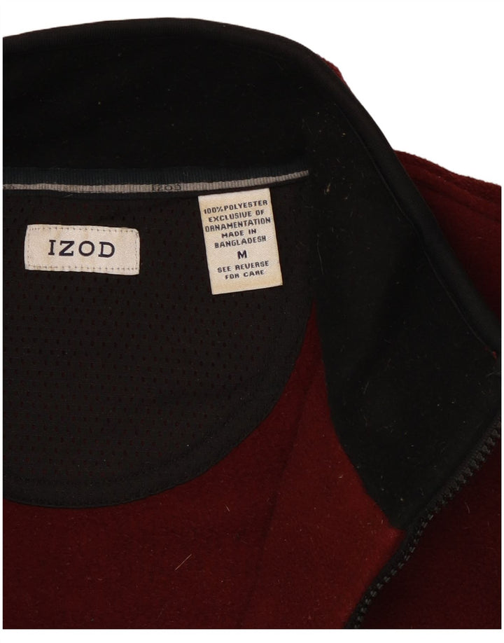 Izod Mens Fleece Jacket Medium Burgundy Polyester