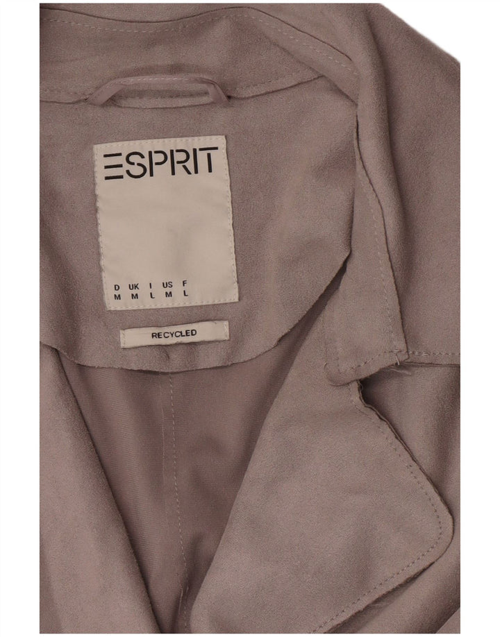Esprit Dame imiteret ruskind Trench Coat UK 14 Medium Grey Polyester
