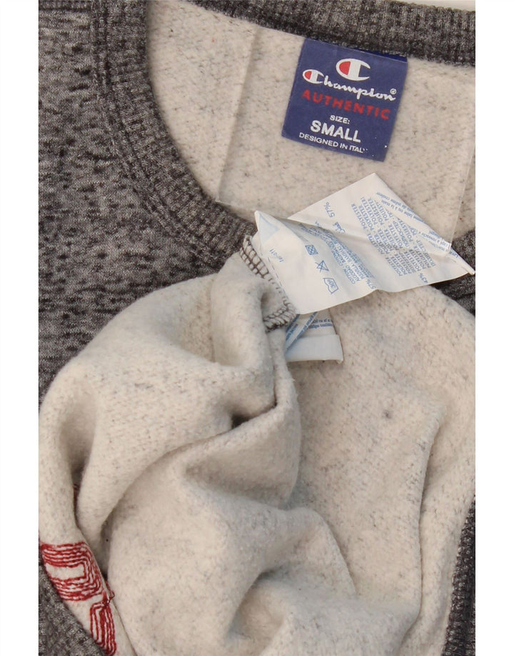 CHAMPION Mens Graphic Sweatshirt Jumper Small Grey Flecked Cotton