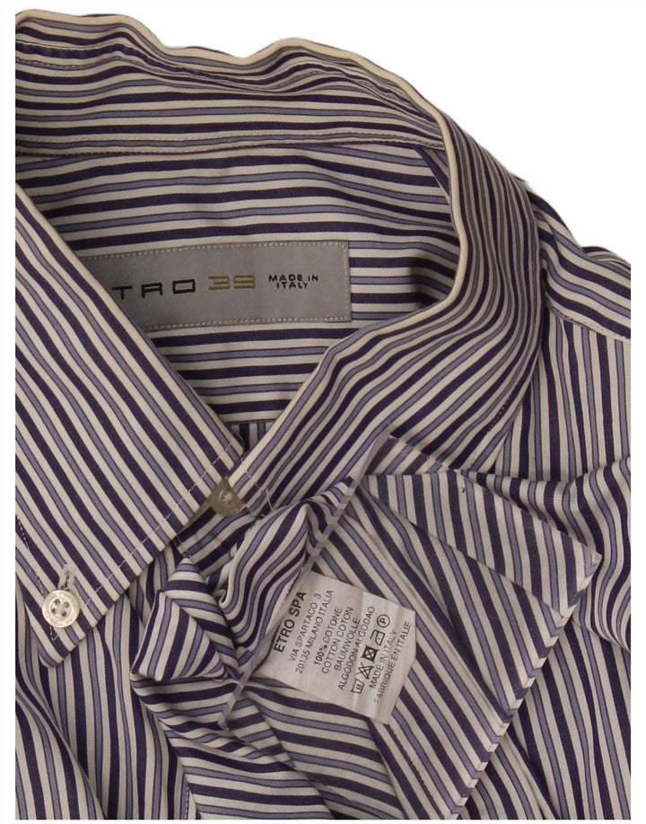 Etro Mens Shirt Small Blue Pinstripe