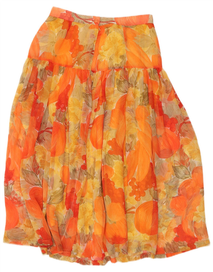 Vintage Womens A-Line Skirt W30 Medium Orange Floral