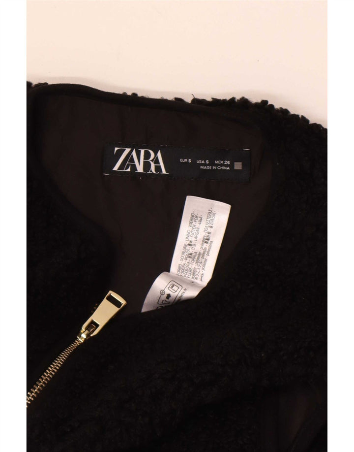 Zara Womens Oversized Fleece Gilet UK 10 Small Black Polyester