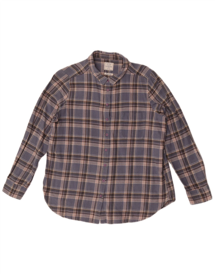 Fat Face Womens Flannel Shirt UK 12 Medium Blue Check Cotton