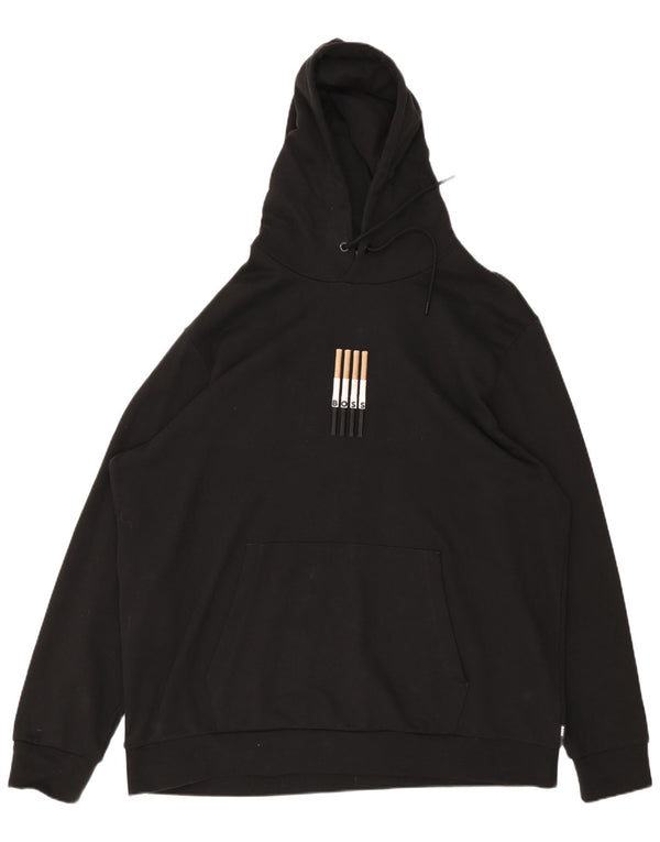Hugo Boss Herren-Kapuzenpullover mit Grafik, 4XL, schwarze Baumwolle
