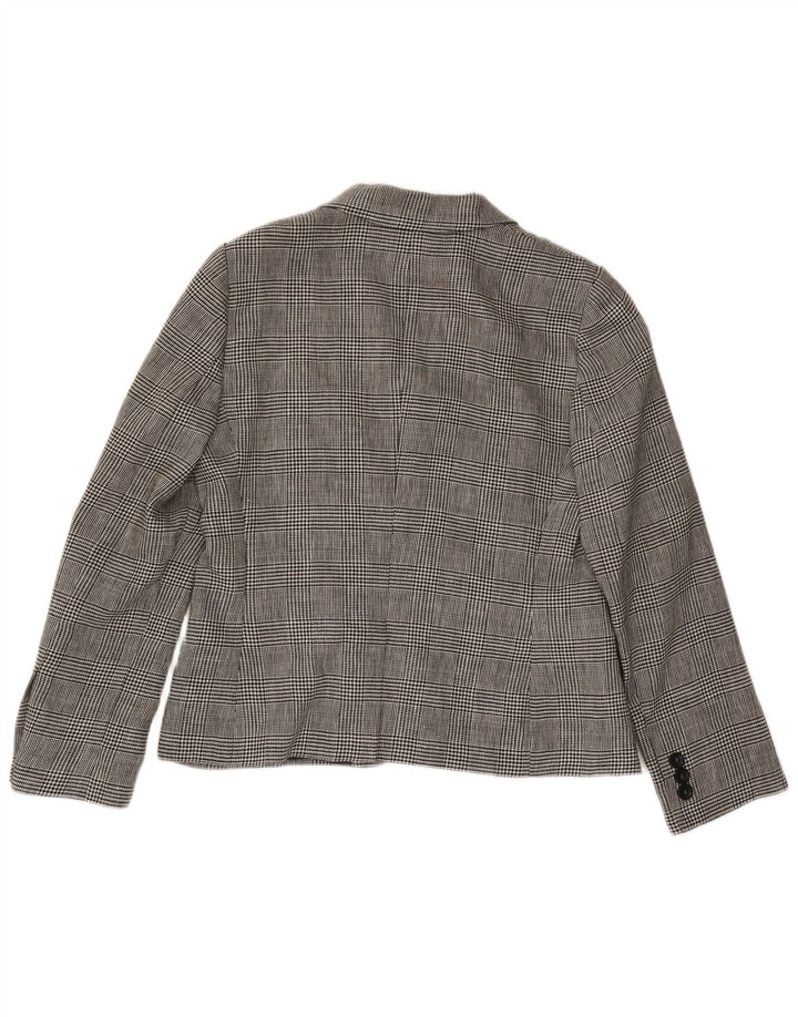 Luisa Spagnoli jaqueta blazer feminina de 3 botões IT 46 grande cinza houndstooth