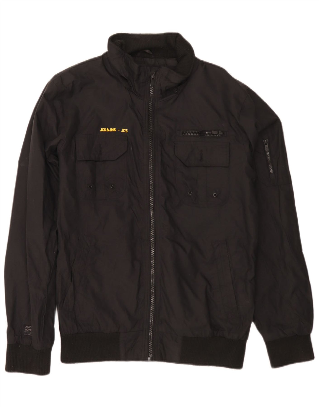 Jack & Jones Mens Bomber Jacket UK 38 Medium Black Nylon