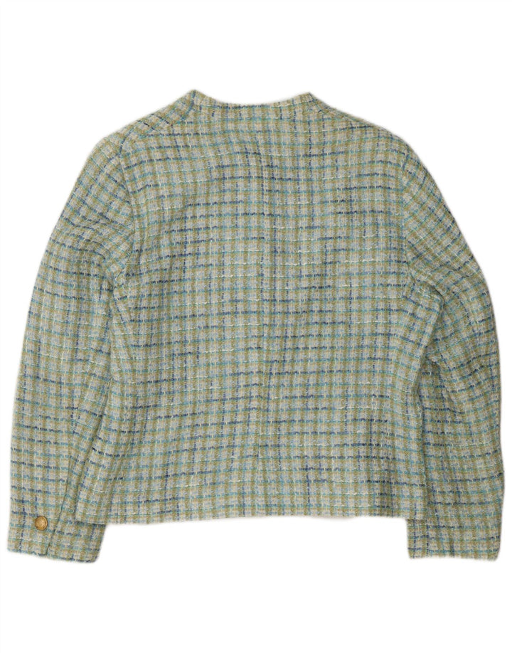 Marks & Spencer Dame 4-knaps blazerjakke UK 18 XL Grøn ternet viskose