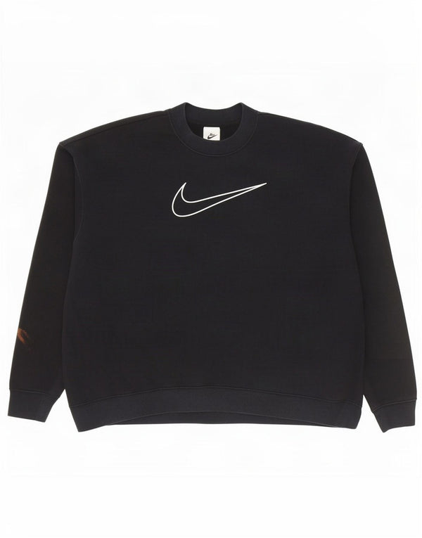 Nike Mens Dri Fit Graphic Sweatshirt Jumper Large Black Cotton