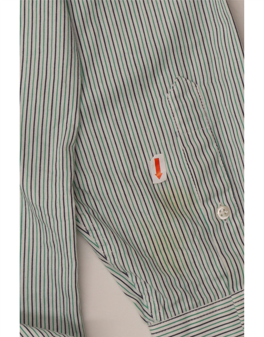IZOD Mens Regular Fit Shirt Size 15 1/2 Medium Green Striped Cotton Vintage Izod and Second-Hand Izod from Messina Hembry 