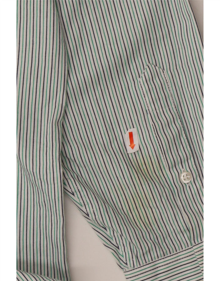 IZOD Mens Regular Fit Shirt Size 15 1/2 Medium Green Striped Cotton Vintage Izod and Second-Hand Izod from Messina Hembry 