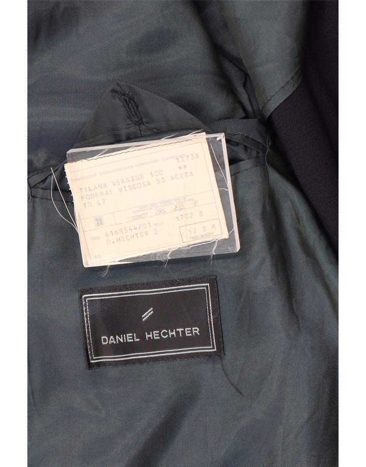 DANIEL HECHTER Mens 3 Button Blazer Jacket IT 52 XL Navy Blue Virgin Wool