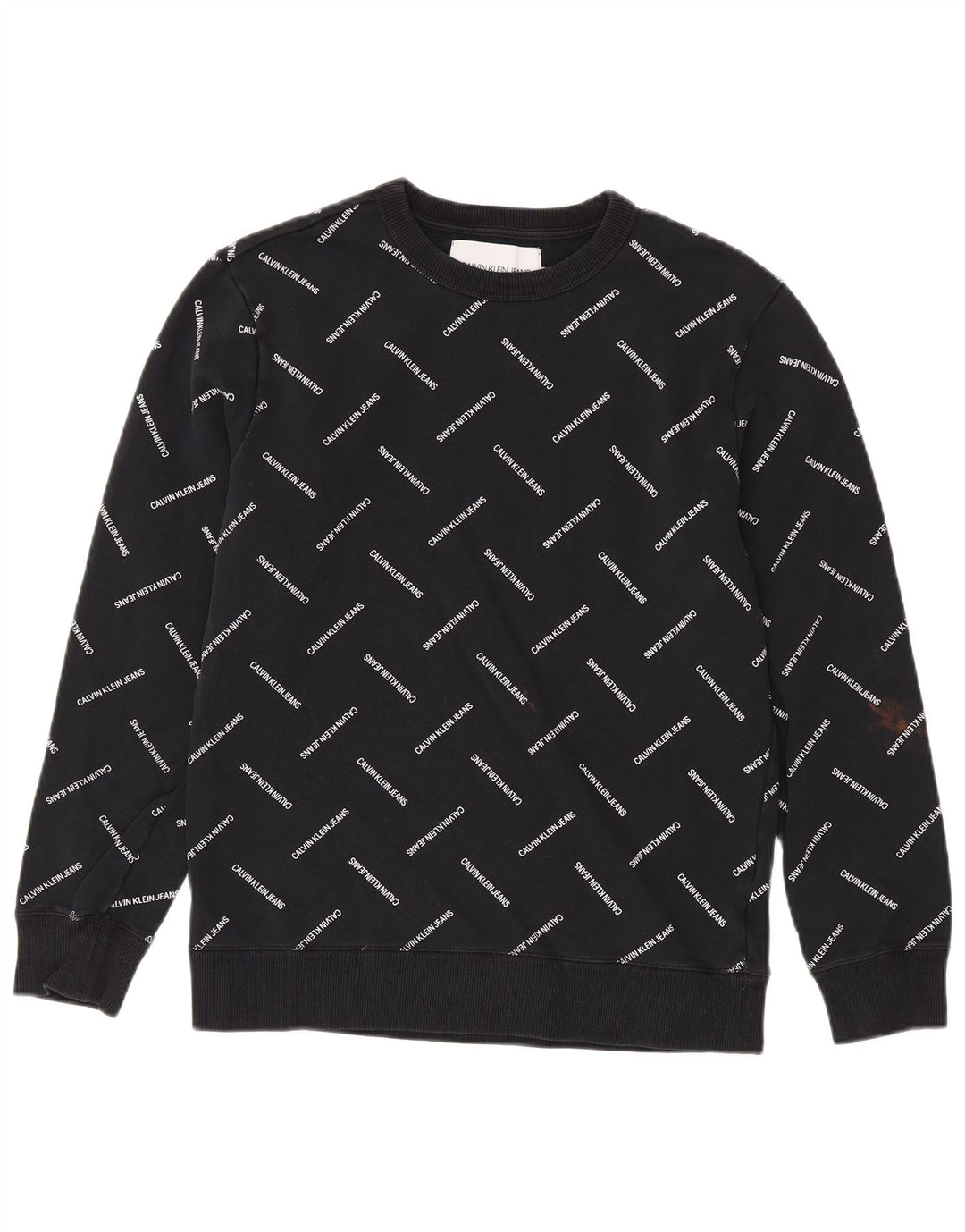 CALVIN KLEIN JEANS Mens Graphic Sweatshirt Jumper Medium Black Cotton