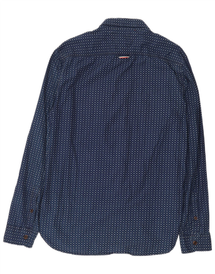 Tommy Hilfiger Mens Abstract Pattern Shirt Large Navy Blue Cotton