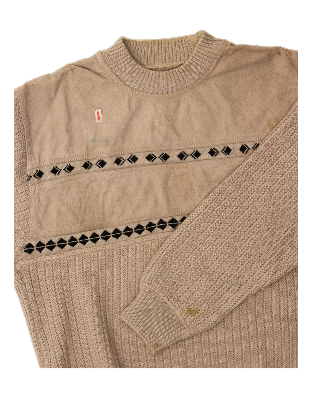 MALAGRIDA Mens Turtle Neck Jumper Sweater Medium Beige Wool Vintage Malagrida and Second-Hand Malagrida from Messina Hembry 