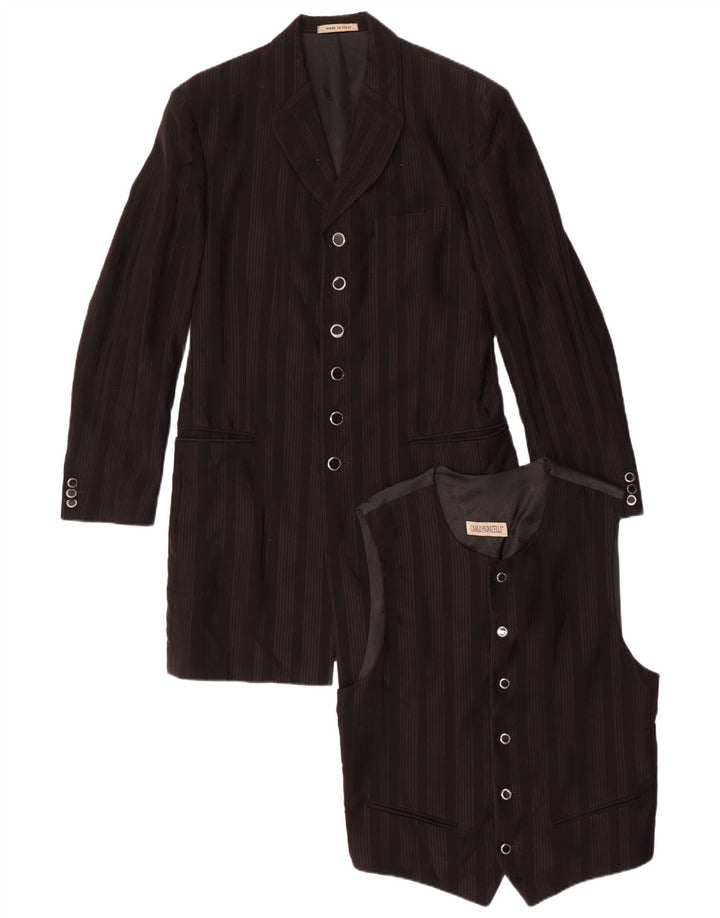 Carlo Pignatelli Mens 6 Button 2 Piece Set IT 50 Large Black Striped