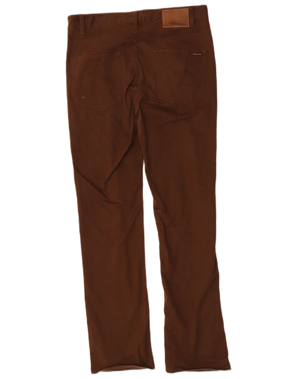 Volcom Mens Solver egyenes alkalmi nadrág W30 L31 barna pamut