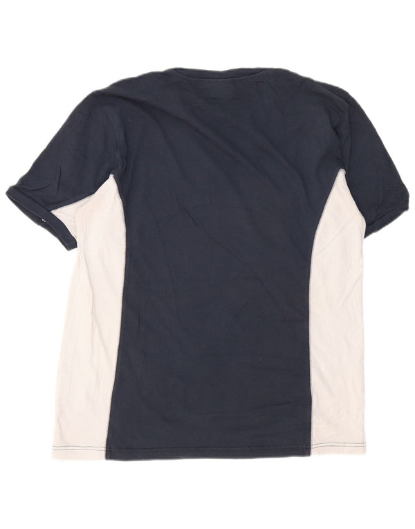 T-shirt grafica da uomo Champion Top XL in cotone color block blu navy