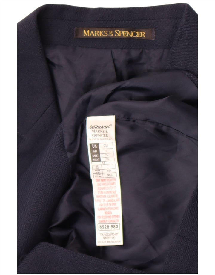 Marks & Spencer Veste Blazer 2 Boutons Garçon 10-11 Ans Bleu Marine Polyester