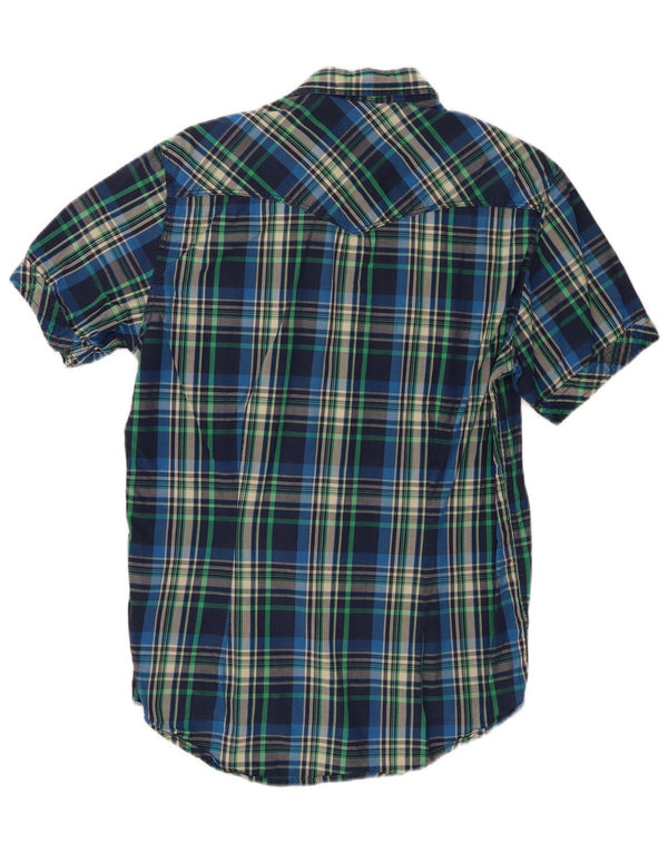 Best Company Chemise à Manches Courtes Homme Bleu Moyen à Carreaux