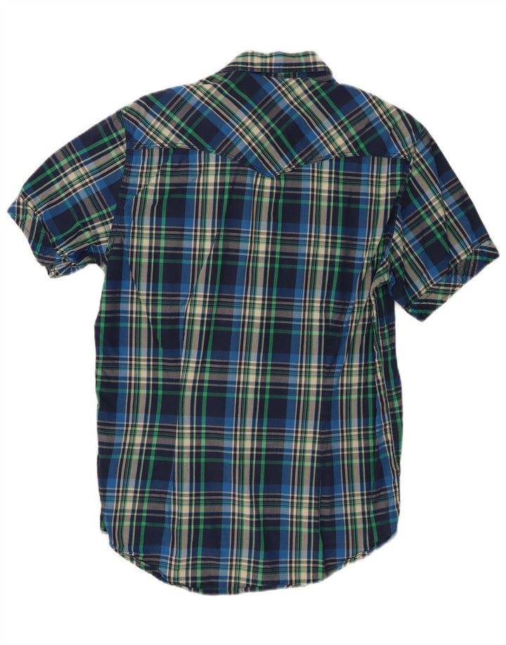 Best Company Chemise à Manches Courtes Homme Bleu Moyen à Carreaux