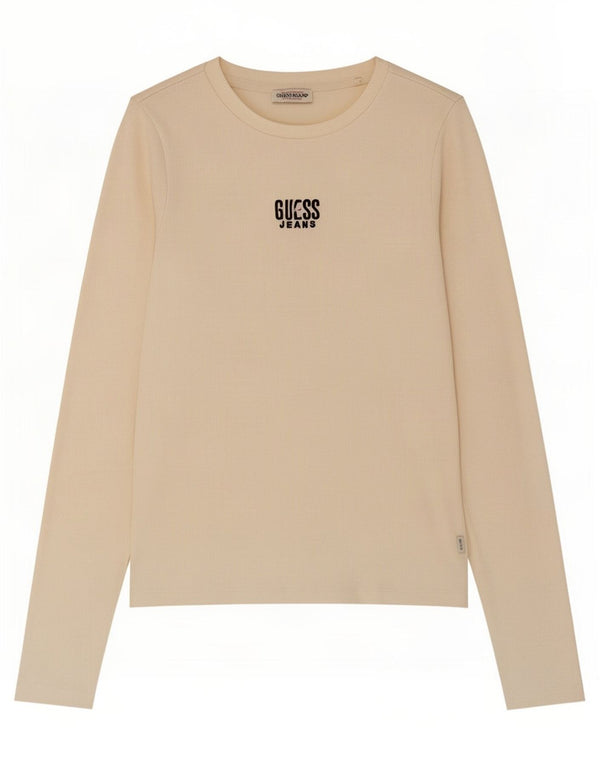 Guess Dametop Langærmet UK 8 Small Off White Bomuld