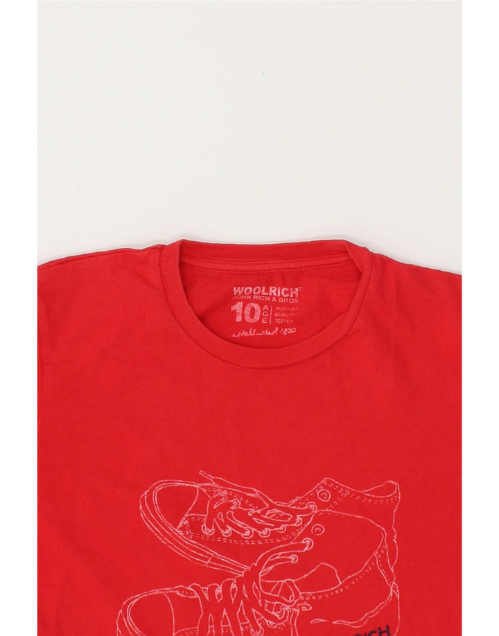 WOOLRICH Boys Graphic T-Shirt Top 9-10 Years Red Vintage Woolrich and Second-Hand Woolrich from Messina Hembry 