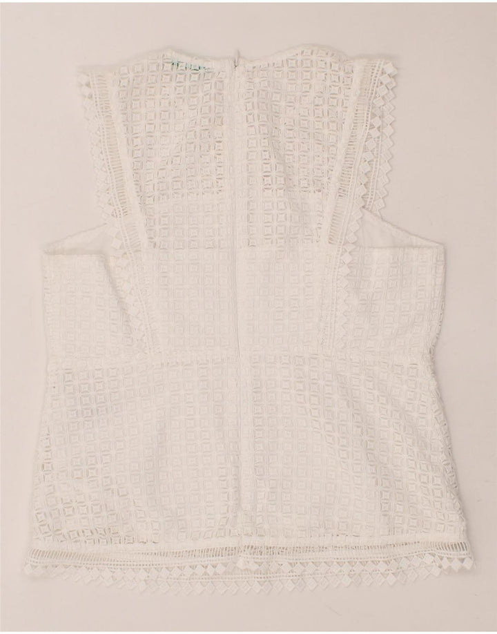 BENETTON Womens See Through Sleeveless Blouse Top UK 12 Medium White Vintage Benetton and Second-Hand Benetton from Messina Hembry 