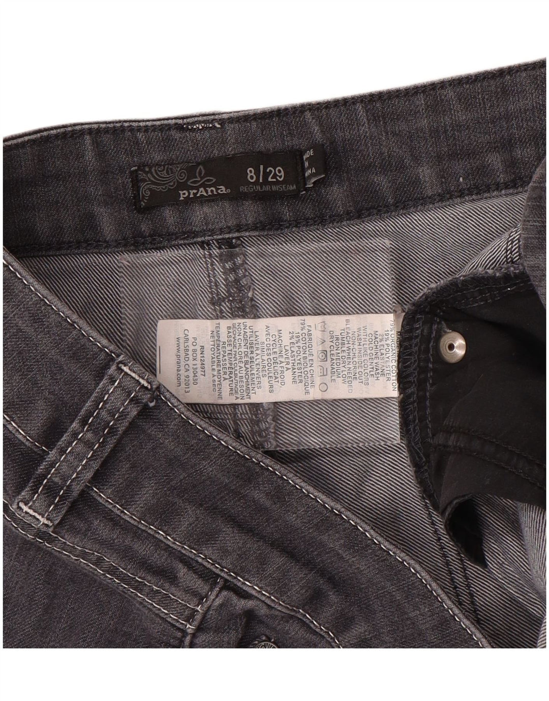 PRANA Womens Regular Straight Jeans US 8 Medium W29 L32 Grey Cotton