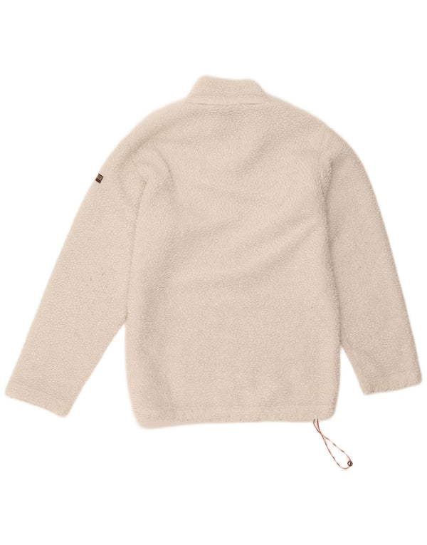 Napapijri Mens Geographic Zip Neck Fleece Jumper Small White Polyester