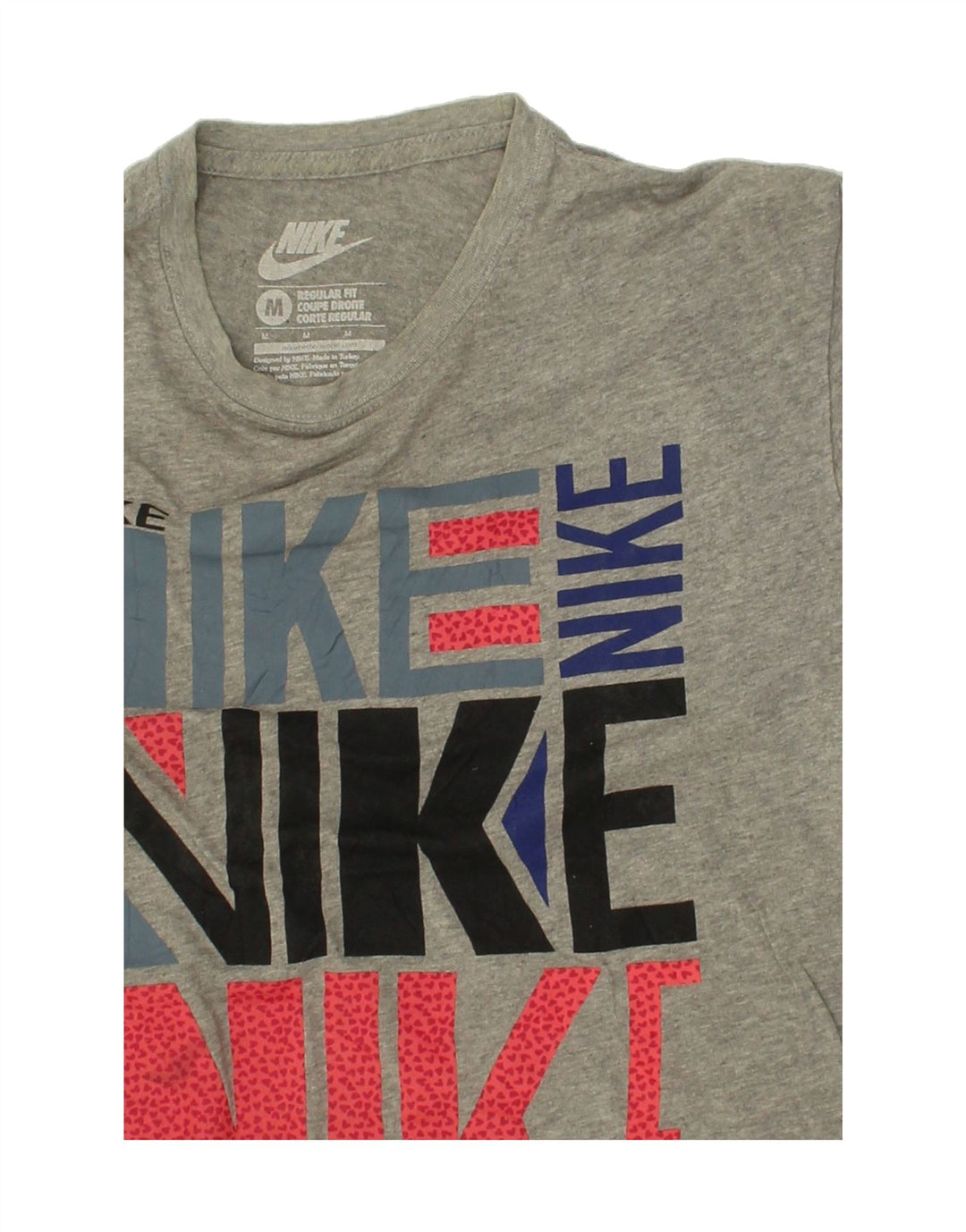 NIKE Mens Regular Fit Graphic T-Shirt Top Medium Grey Vintage Nike and Second-Hand Nike from Messina Hembry 