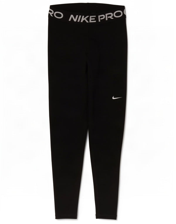 Nike Dame Dri Fit Grafiske Leggings UK 14 Medium Sort