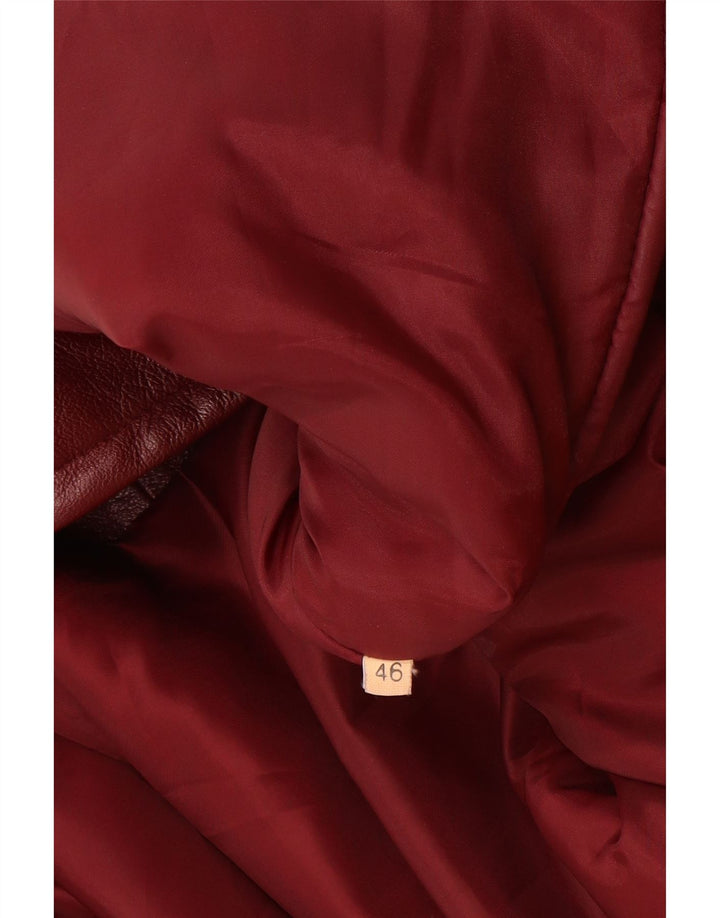 Vintage Womens Leather Coat IT 46 Large Burgundy Leather