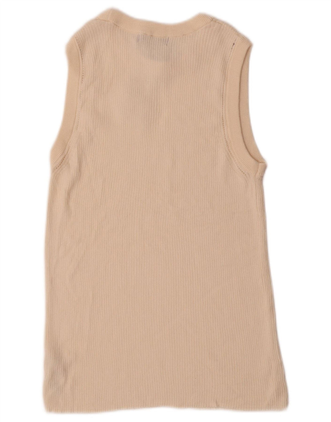 Marks & Spencer Womens Vest Tank Top UK 14 Medium Off White Cotton