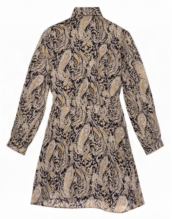 Lipsy Robe trapèze à manches longues pour femme UK 8 Petit motif cachemire multicolore