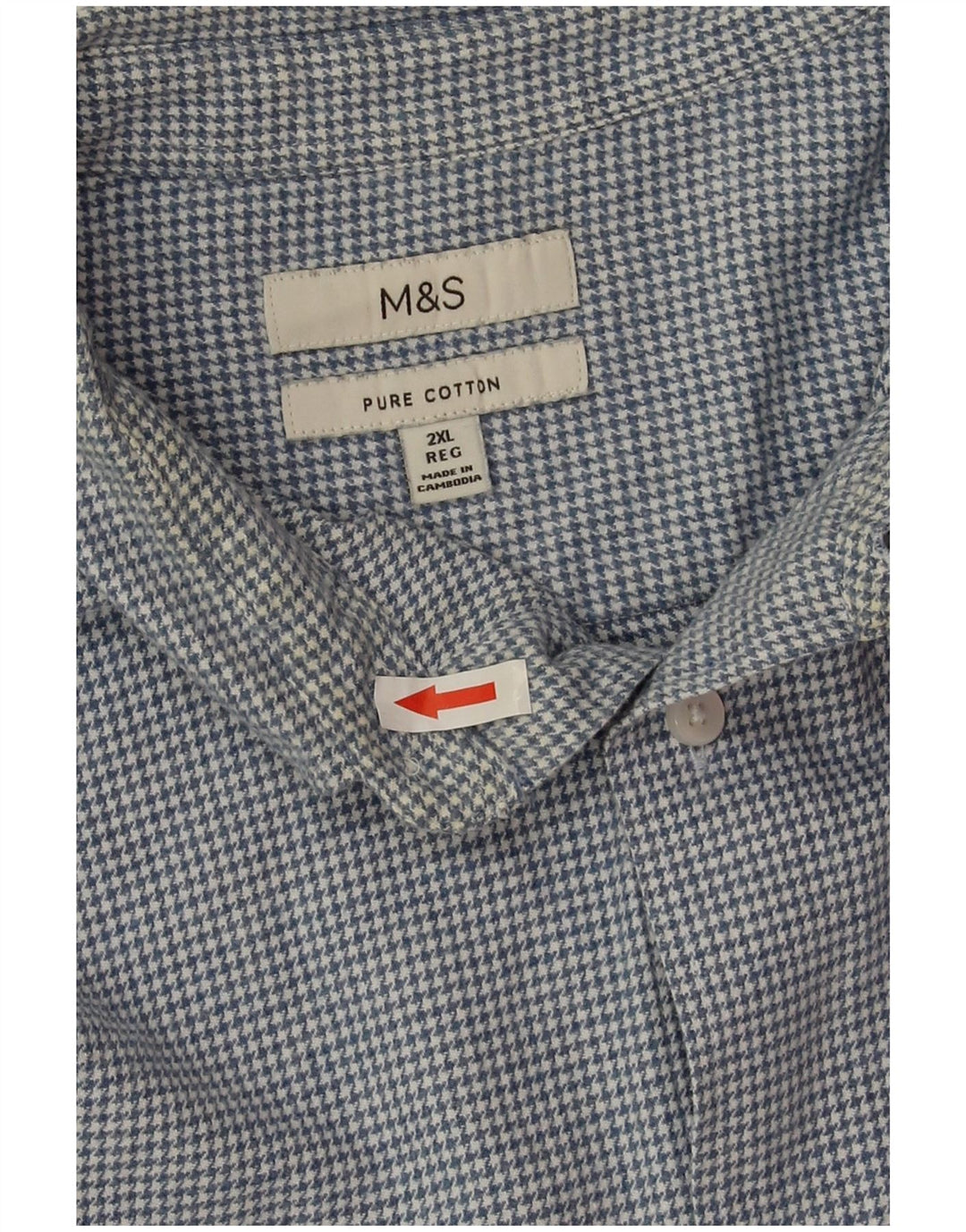 Marks & Spencer Mens Flannel Shirt 2XL Blue Houndstooth Cotton