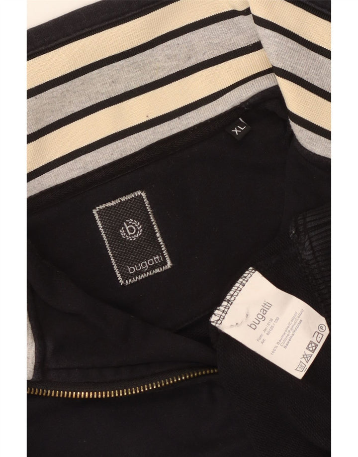 Bugatti Mens Zip Neck Sweatshirt Jumper XL Black Cotton